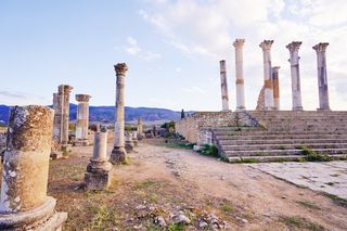 Ancient Roman pillars and stairs 