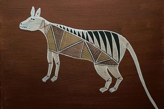 Representation of a thylacine painting on canvas