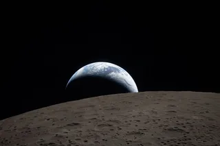 Photo of Earth from the Moon as Artemis II mission flys by the moon