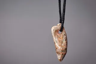 tooth necklace, a seal tooth on a black cord 