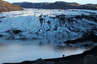 Eyjafjallajökull Glacier, Iceland with the sun setting 