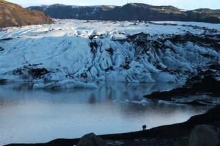 Eyjafjallajökull Glacier, Iceland with the sun setting 