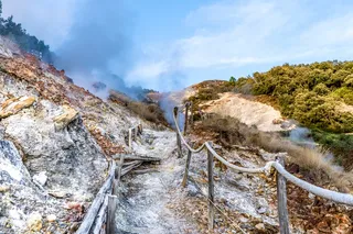 Geothermal energy, or geysers, near Larderello, Tuscany in Italy