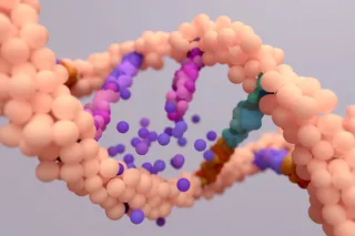 Illustration of a DNA strand or sequence, showing the potential for mutation