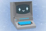Illustration of a vintage computer chatbot, symbolizing ELIZA, the first AI companion