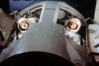 NASA astronauts including John Young, getting ready for Gemini mission
