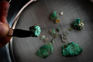 Malachite fragments from cave 338, evidence of early humans