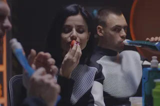 Astronauts eating and drinking on a long mission