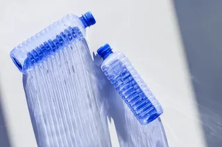 Sun shines on plastic bottles
