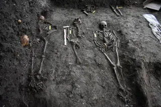 Skeletal remains in a Norwegian burial site 