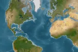 Map of the North Atlantic Ocean.
