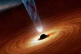 Quasar Accretion Disk, swirling cosmic dust around dark object