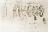 Drawing of mechanical gears from da Vinici notebook 