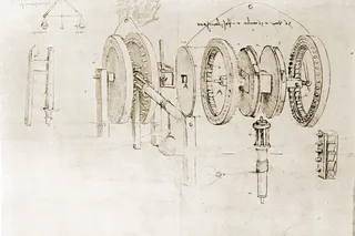 Drawing of mechanical gears from da Vinici notebook