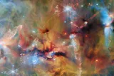 colorful image of the orion nebula captured by the JWST