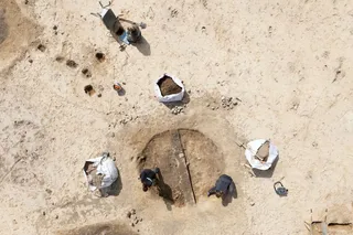 Excavation of old viking pit house 