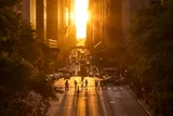 People viewing Manhattanhenge in New York