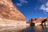 Exposed water marks on canyon wall at Lake Powell 