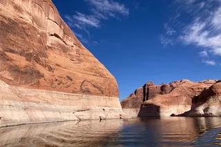 Exposed water marks on canyon wall at Lake Powell