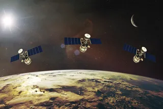 three satellites in low Earth orbit 