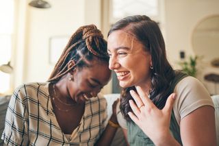 Friends laughing together 