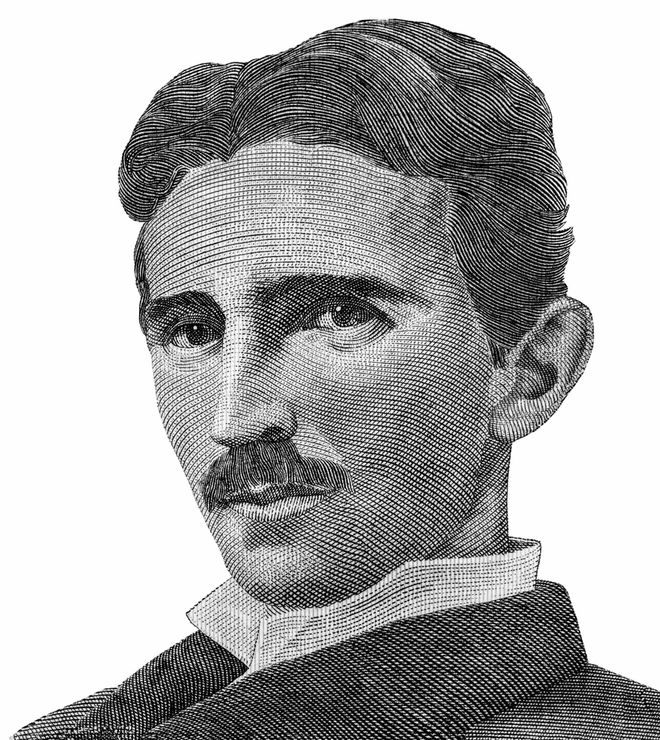 Nikola Tesla portrait, a famous scientist