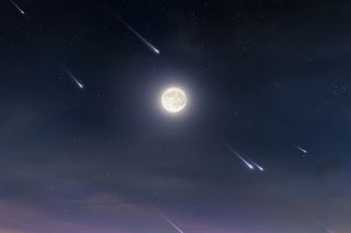 Full moon and meteor shower illustration