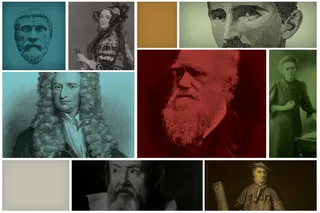 Famous scientists, including Pythagoras, Ada Lovelace, Nikola Tesla, Isaac Newton, Charles Darwin, Marie Curie, Galileo Galilei, Carl Linnaeus