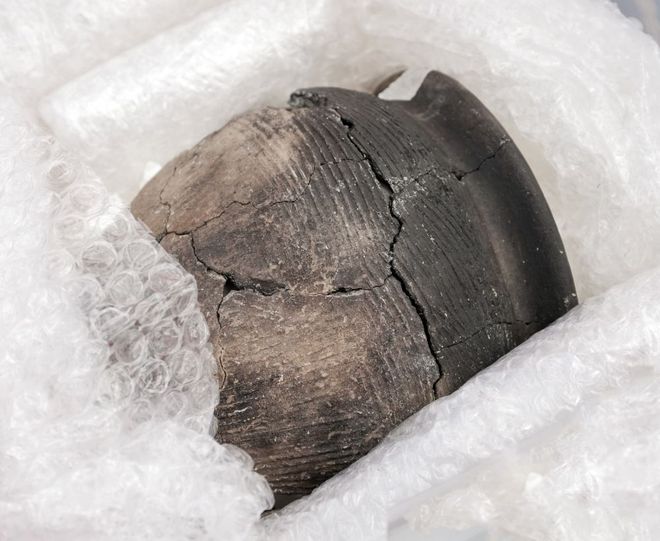 ancient roman vase in a padded box ancient roman vase in a padded box