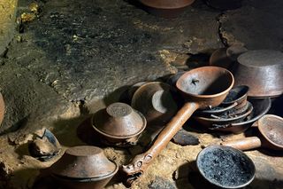 "Mundo Zoque," this formation, cave in Mexico, containing burial urns, bowls, and incense burners