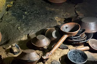 "Mundo Zoque," this formation, cave in Mexico, containing burial urns, bowls, and incense burners