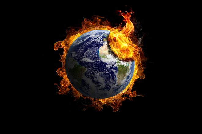 a digital image of the earth on fire