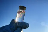 Microplastics in a small jar