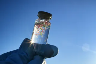 Microplastics in a small jar