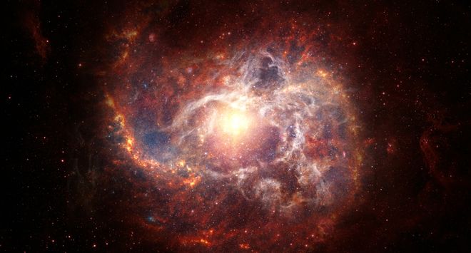 Illustration of the universe, depicting the big bang theory