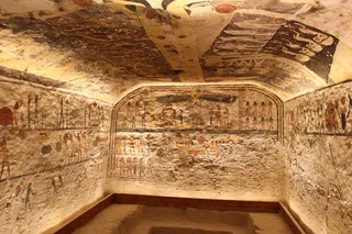 ancient Egyptian tomb with hieroglyphics 