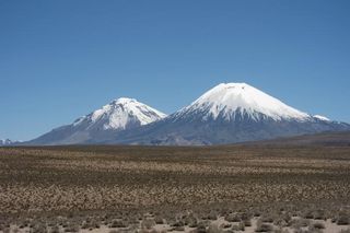 twin snow capped volcanoes 