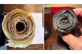 Papyrus before and after burning 