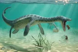 plesiosaur barfing underwater 