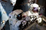 Two astronauts in space 