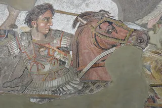 Mosaic of Alexander the Great on a horse 