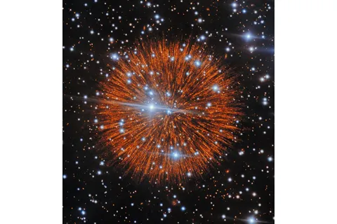 red firework burst looking supernova