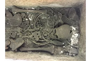 Skeleton inside of the sarcophagus