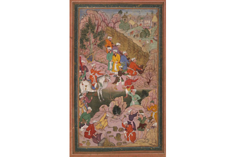 Alexander (Iskandar) building the brazen wall against the people of Gog and Magog. Probably from a Khamseh of Nizami manuscript (c. 1590-1600). Credit: Wikimedia Commons)