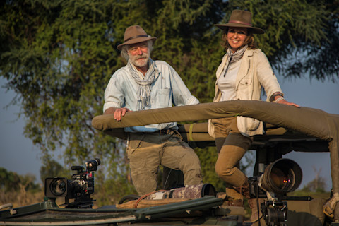 Dereck and Beverly Joubert, caught in their native habitat. (Credit: Wildlife Films)