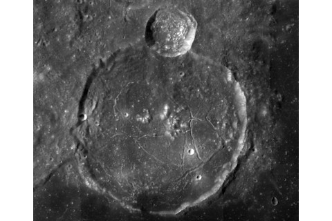 Gassendi, a 110-kilometer-wide lunar impact crater that was flooded with ancient lava, was a possible landing site for Apollo 18. (Credit: NASA/GSFC/ASU)