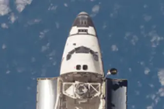 Discovery space shuttle backflip